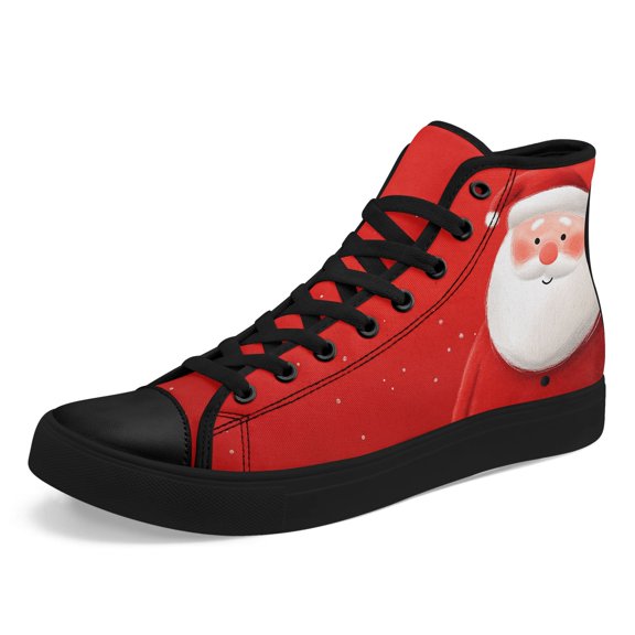 Coolcustomize Classic Merry Christmas High-top Casual Shoes for Men in Plus Sizes, Featuring a Santa Red Print, Perfect for Streetwear Couples, These Stylish And Comfortable Shoes Make a Great Gift