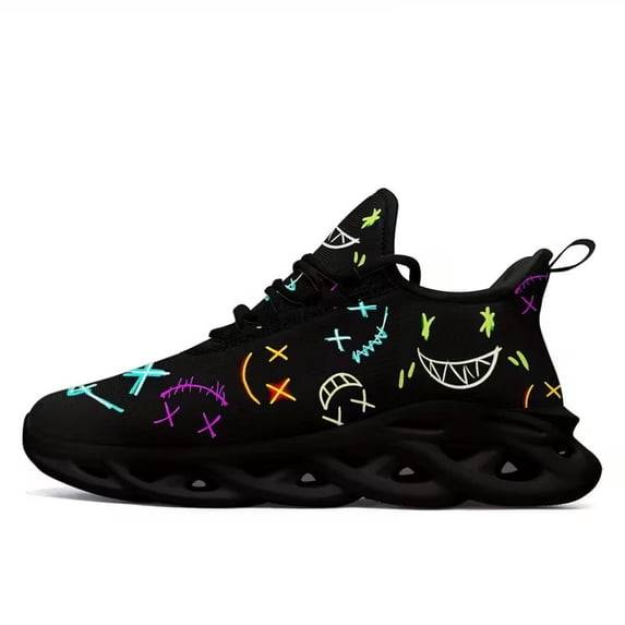 Coolcustomize Fashion Casual Sneakers for Men Women Wide, Vibrant joyful Faces Design Printed, Trendy Sport Shoes, Fashion Streetwear Lace-Up Trainers