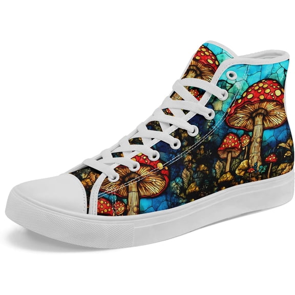 Coolcustomize Fashion Skull High-Top Canvas Shoes for Men Women -Unique Vibrant High Top Sneakers Comfortable Casual Shoes