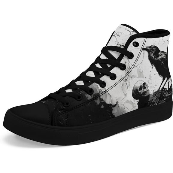 Coolcustomize Fashion Skull High-Top Canvas Shoes for Men Women -Unique Vibrant High Top Sneakers Comfortable Casual Shoes