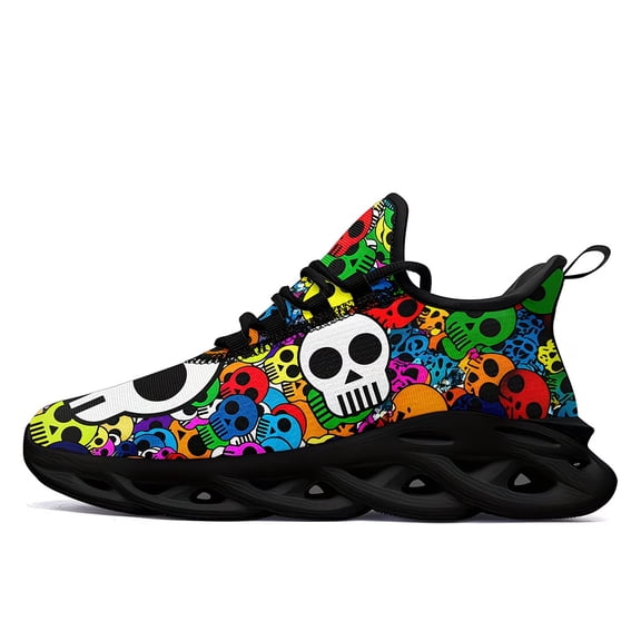 Coolcustomize Fashion Sneakers for Man Woman Wide, Vibrant Skull Pattern Design, Lightweight Stylish Sport Shoes for Casua/Running/Travel/Streetwear