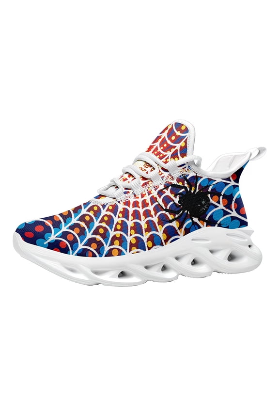 Fashion Sneakers for Men Women Wide, Personalized Colorful Spider Web Design Print Sport Shoes, Trendy Running Shoes Size 6 7 8 9 10 11