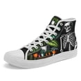 thumbnail image 1 of Coolcustomize Gothic Punk High-Top Sneakers for Men Size 11 1/2, Skeleton & Botanical Art Design Print, Black Street-Style Canvas Shoes, Fashion Trendy Footwear, Wide Fit Casual Shoes for Daily Wear, 1 of 5