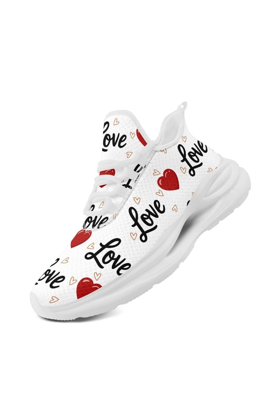 "Love" & Heart-Themed Breathable Sneakers for Women, Wide Fit Lightweight Casual Trainers with Breathable Lining & Cushioning, Best Gifts for Valentine's Day, Couple Shoes