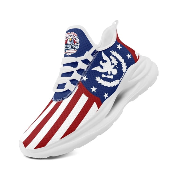 Coolcustomize Men's American Flag & Eagle Tennis Shoes - Low-Top Breathable Sneakers with Cushioned Sole, Lightweight Athletic Footwear for, Casual Wear, All-Season (Laced Closure), Womens Trainer