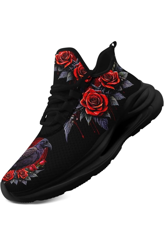 Men's Athletic Running Shoes Lightweight Comfortable Skull Goth Shoes Casual Sports Gym Walking Tennis Sneakers for Women