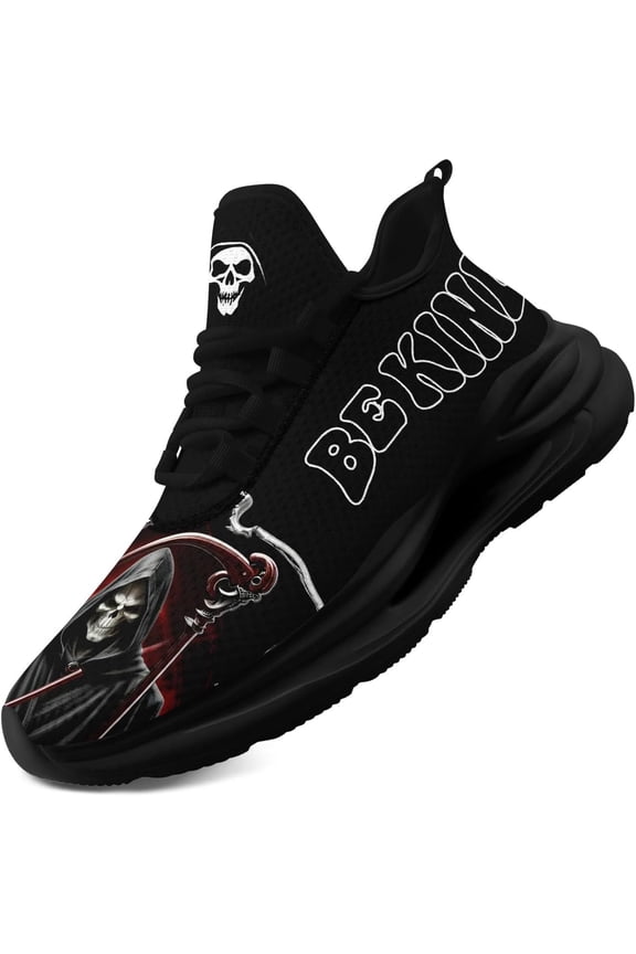 Men's Athletic Running Shoes Lightweight Comfortable Skull Goth Shoes Casual Sports Gym Walking Tennis Sneakers for Women