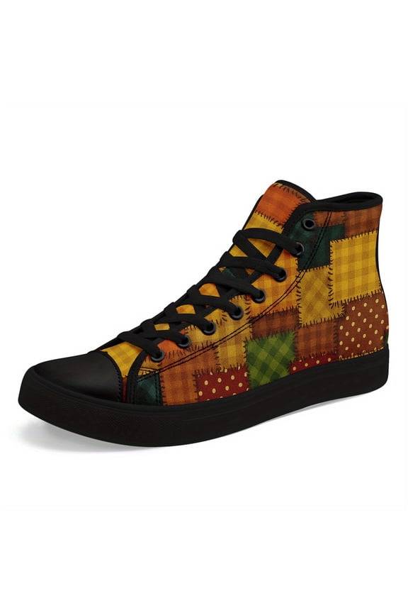Men's Chunky High-Top Sneakers - Stitched Patchwork Construction, Streetwear Shoes for Everyday & Formal Events - Plus Size Available - Urban Fashion, Street Style Enthusiasts