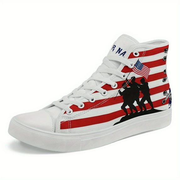 Coolcustomize Men's Gothic High-top Sneakers, American Flag & Skull ...