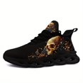 thumbnail image 1 of Coolcustomize Men's Gothic Skull Design Sneakers, Black Low-Top Lace-Up Shoes with Golden Floral Accents, Comfortable Walking Trainers, Casual Streetwear Style | Gothic Streetwear | EVA Sole Sneakers, 1 of 10