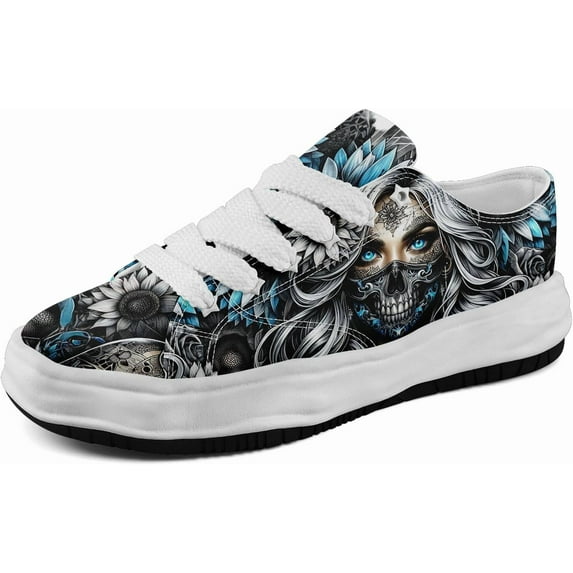 Coolcustomize Men's Gothic Skull Fashion Sneakers Casual Skateboarding Canvas Shoes for Women Streetwear Trendy Comfort Walking Shoes