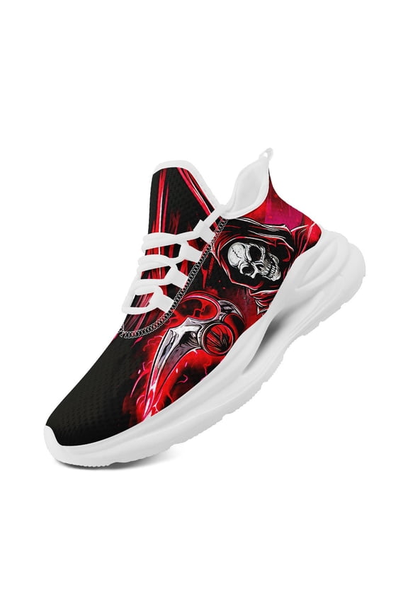 Men's Gothic Trendy Casual Sneakers, Gothic Skull Design Fashion Sports Shoes with Midsole Suspension Technology, PLUS SIZE Stylish Streetwear