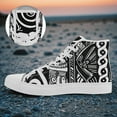 thumbnail image 1 of Coolcustomize Men's High-top Ethnic Style Sneakers, Trendy Black & White Geometric Pattern, Breathable Fabric Upper Shoes, Rubber Sole, Lace-Up Boots for Casual & Streetwear, Bold Design Footwear, 1 of 11