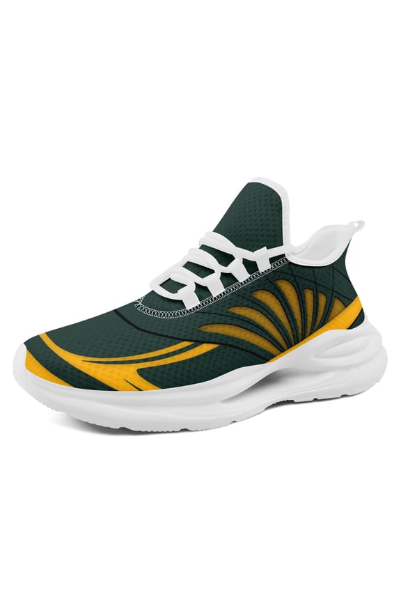 Men's Lightweight Athletic Sneakers - Green & Yellow Sneakers, Cushioned EVA Sole, Breathable Fabric Upper & Arch - Gym, Running, Training, Women's Sport shoes, Trend Trainer