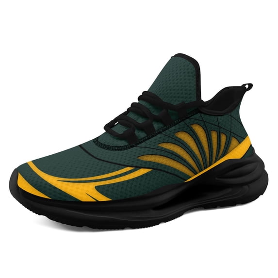 Coolcustomize Men's Lightweight Athletic Sneakers - Green & Yellow Sneakers, Cushioned EVA Sole, Breathable Fabric Upper & Arch - Gym, Running, Training, Women's Sport shoes, Trend Trainer
