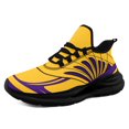 thumbnail image 1 of Coolcustomize Men's Lightweight Sneakers - All-Season Gym, Running, Training Shoes - Cushioned EVA Sole, Breathable Fabric Upper - Yellow & Purple Colorway - Lace-Up Closure, 1 of 11