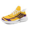 thumbnail image 1 of Coolcustomize Men's Lightweight Sneakers - All-Season Gym, Running, Training Shoes - Cushioned EVA Sole, Breathable Fabric Upper - Yellow & Purple Colorway - Lace-Up Closure, 1 of 11