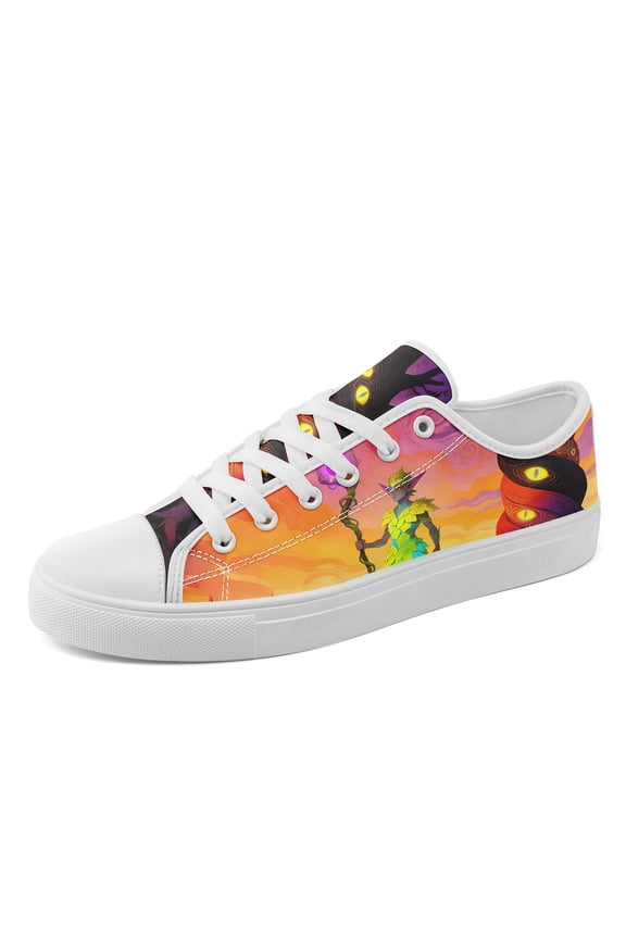 Men's Low-top Sneakers with Vibrant Fantasy Character Pattern | Comfortable Lightweight Plus Size Canvas Shoes, Fabric Upper & Insole, Rubber Sole, Round Toe Casual Shoes for Outdoor