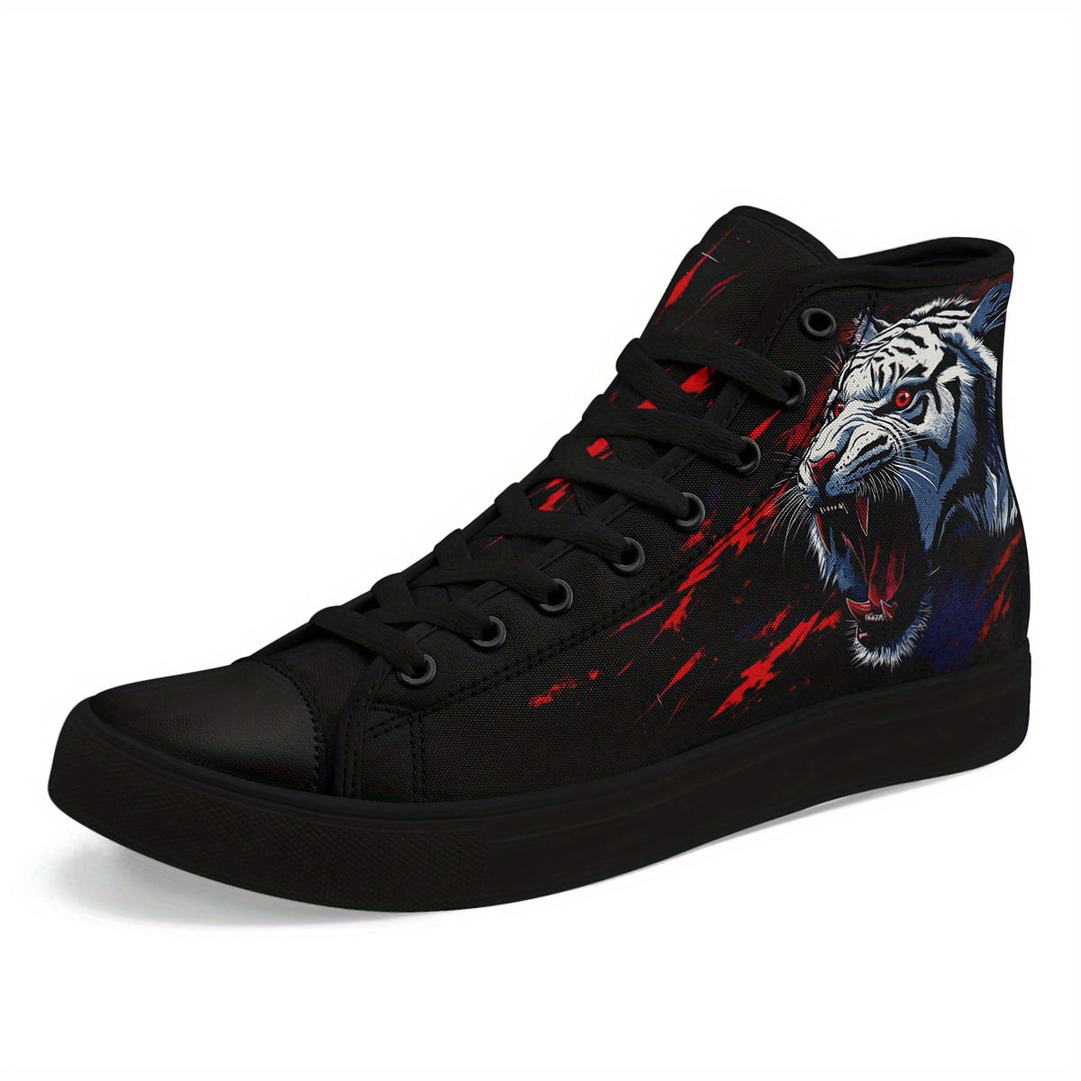 Coolcustomize Men's Plus Size Gothic High-top Sneakers with Tiger Print ...