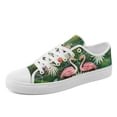 thumbnail image 1 of Coolcustomize Men's Plus Size Green/Pink Tropical Flamingo Jungle Lace-Up Casual Sneakers, Comfort Lightweight Dailywear Casual Walking Shoes, Round Toe Low-top Canvas Shoes for Casual Outfits, 1 of 5