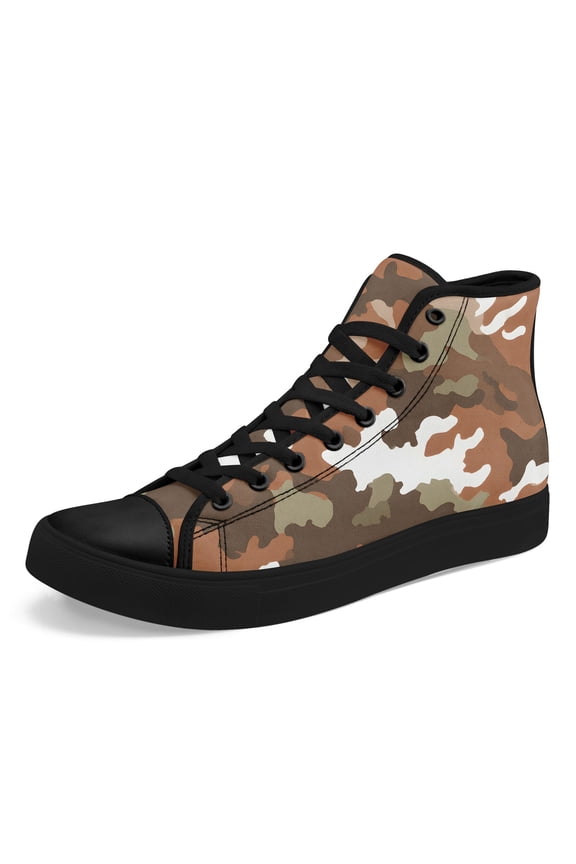 Men's Plus Size High-Top Camo Street Style Casual Sneakers | Trendy Urban Comfortable Couple Shoes, Perfect for Walking, Travel, Skate, Daily Style, All-Season Wear, Fabric Upper Shoes
