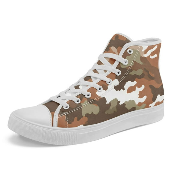 Coolcustomize Men's Plus Size High-Top Camo Street Style Casual Sneakers | Trendy Urban Comfortable Couple Shoes, Perfect for Walking, Travel, Skate, Daily Style, All-Season Wear, Fabric Upper Shoes