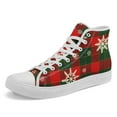thumbnail image 1 of Coolcustomize Men's Plus Size High-Top Christmas Plaid & Snowflake Print Sneakers - Red & Green Tartan Holiday Shoes, Lace-Up All-Season Casual Wear for Daily Walking, Outdoor Travel & Xmas Parties, 1 of 10