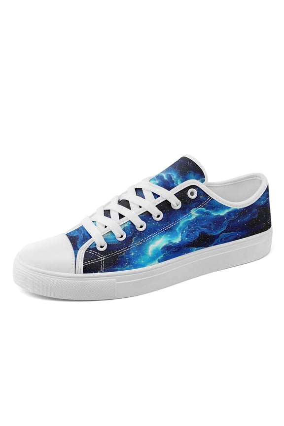 Men's Plus Size Lace-Up Sneakers with Nebula Pattern - Lightweight Low-Top Round-Toe Casual Shoes Suitable for Daily Wear & Style, Minimalist Canvas Shoes, Year-Round Versatile Footwear