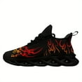 thumbnail image 1 of Coolcustomize Men's Plus Size Punk Rock Sneakers - Lightweight EVA Sole, Black & Orange Flame Skull Design - All-Season Streetwear Shoes for Running, Gym - Urban Fashion, Breathable Fabric Trainers, 1 of 11