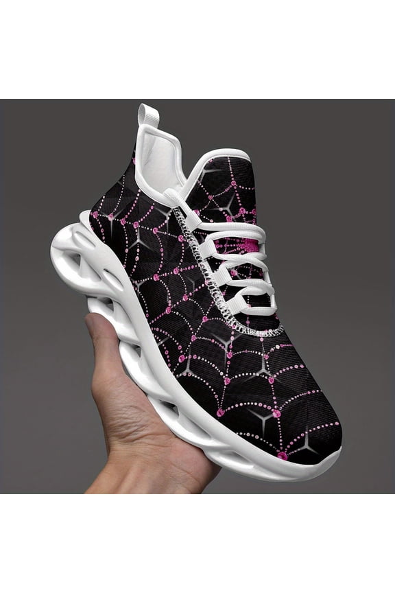 Men's Plus Size Spider Web Sneakers - Breathable Fabric & EVA Sole, Stylish Casual Athletic Shoes, Fashion Running Shoes, All-Season Streetwear for Women, Trendy Trainers