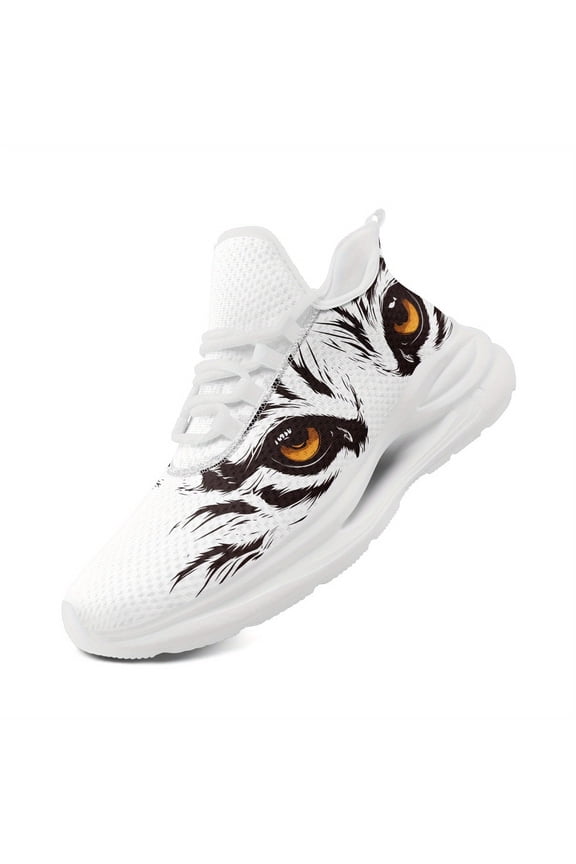 Men's Plus Size Wild Tiger Print Casual Sneakers - Breathable Fabric Upper, Durable EVA Sole with Midsole, Low-Top Lace-Up Design for Walking, Running & Casual Wear, Women's Sport Shoes