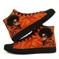 thumbnail image 1 of Coolcustomize Men's Punk Rock Sneakers - Orange Graphic High-top Casual Shoes, Lace-Up Closure & Cushioned Insole - Urban Streetwear for Skateboarding, Concerts - Edgy Goth Boots for Men, Punk Shoes, 1 of 9