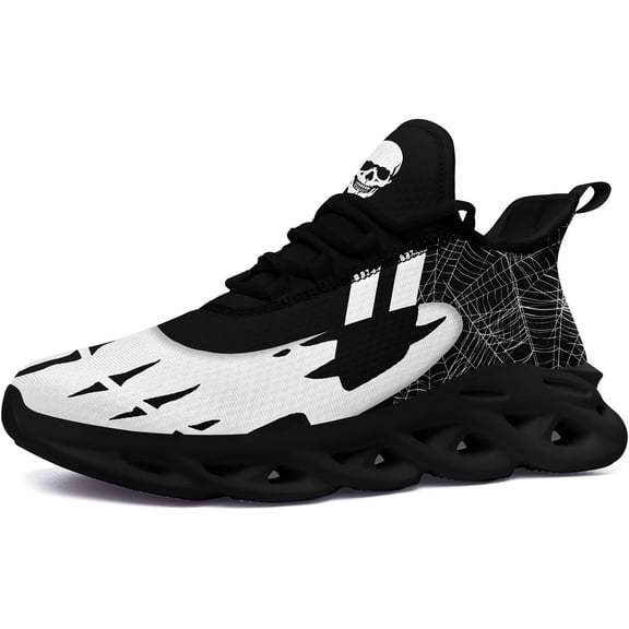 Coolcustomize Men's Road Runnig Shoes Non-Slip Lightweight Fashion Skull Rose Walking Sneaker Athletic Cool Cushioned Sport Shoes for Women