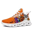 thumbnail image 1 of Coolcustomize Men's Spooky Glow-in-the-Dark-like Effect Low-Top Sneakers with Jack-O-Lantern/Charm, Orange Treat Shoes for Halloween, Lightweight Casual Trainers with Wiggly-Eye Ghosts & Bats Design, 1 of 12