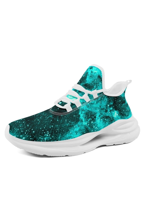 Men's Teal & Cosmic Galaxy Sneakers with -Absorbing Midsole Suspension, Lightweight Breathable Sneakers Suitable for Casual Wear, Running, Womens Street Style Trainer (Teal Space Print)
