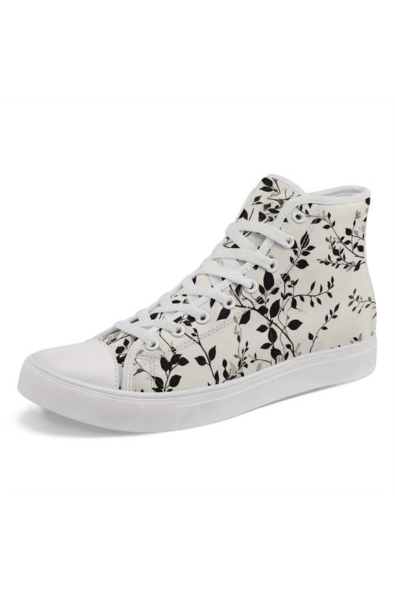 Men's Trendy High-Top Sneakers, Nature-Inspired Print Design Casual Shoes, Fashion Streetwear Lace-Up Trainers, Stylish & Versatile Footwear, Plus Size Casual Boots