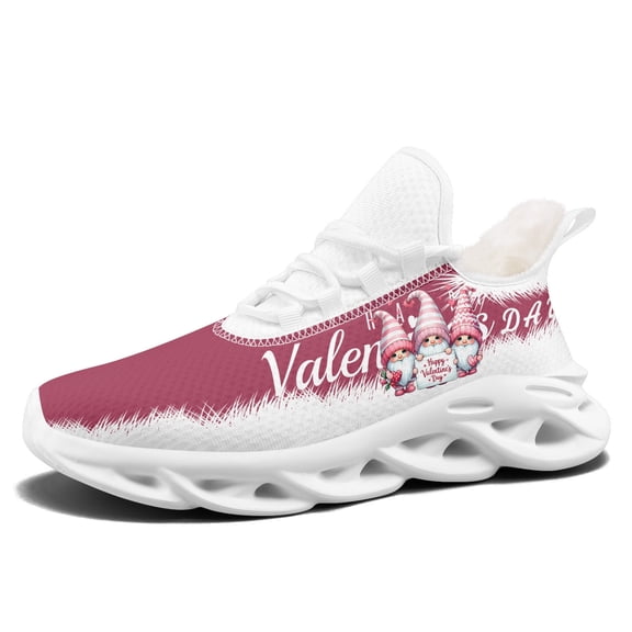 Coolcustomize Men's Warm Plush Lining Sneakers, Romantic "Happy Valentine's Day" Design, Comfort Lightweight Wide Fit Runing Shoes, Fabric Upper, EVA Sole, Lace Closure Trainers, Couple Sport Shoes