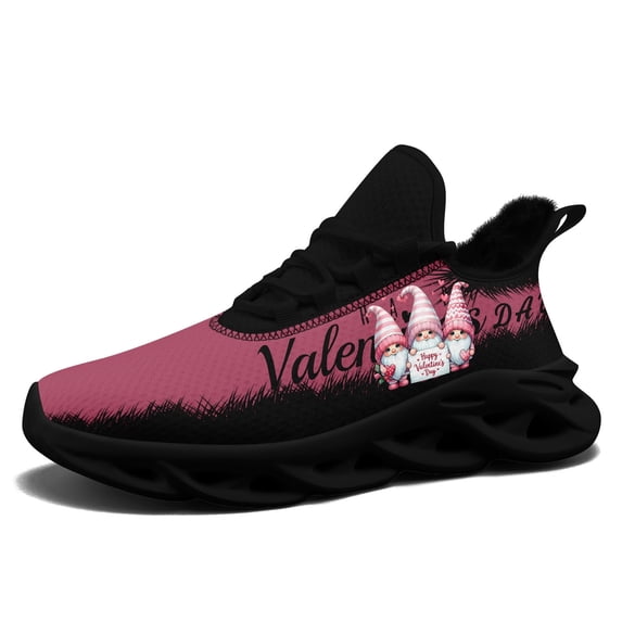 Coolcustomize Men's Warm Plush Lining Sneakers, Romantic "Happy Valentine's Day" Design, Comfort Lightweight Wide Fit Runing Shoes, Fabric Upper, EVA Sole, Lace Closure Trainers, Couple Sport Shoes