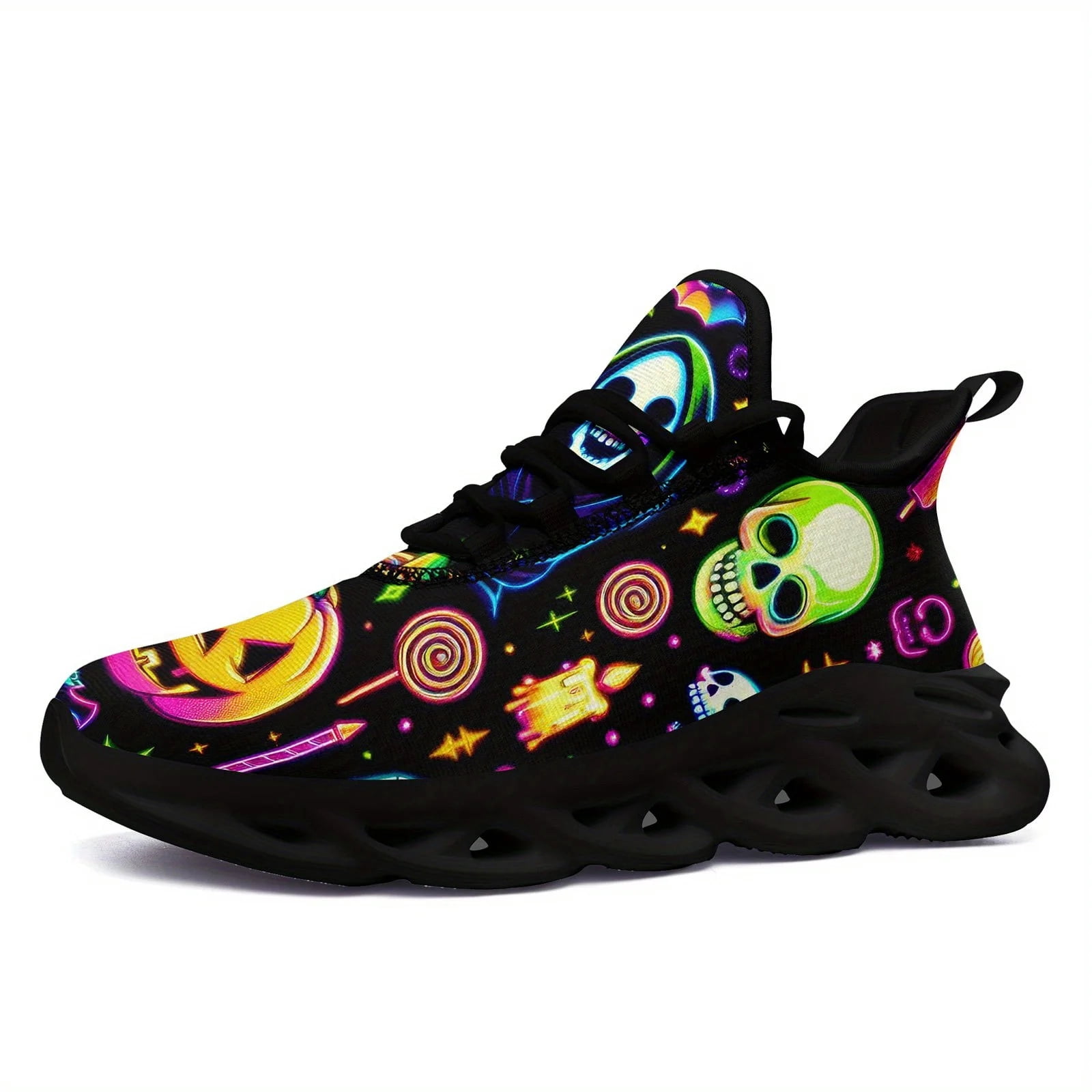 Coolcustomize Men's & Women's Mid Top Halloween Skull Sneakers Wide ...