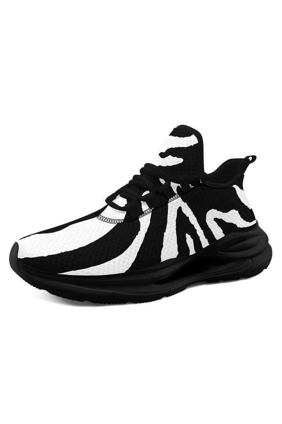 Men's Zebra Stripe Sneakers - Low-Top Breathable Athletic Shoes with Midsole Suspension Technology & Striped Design, Cushioned EVA Sole Sport Shoes, Women's Running Shoes, Trend Trainer