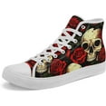 thumbnail image 1 of Coolcustomize Mens Gothic Skull Rose High Top Canvas Sneakers Punk Rock Floral Cool Lace-Up Casual Shoes Womens Edgy Streetwear Aesthetic, 1 of 7