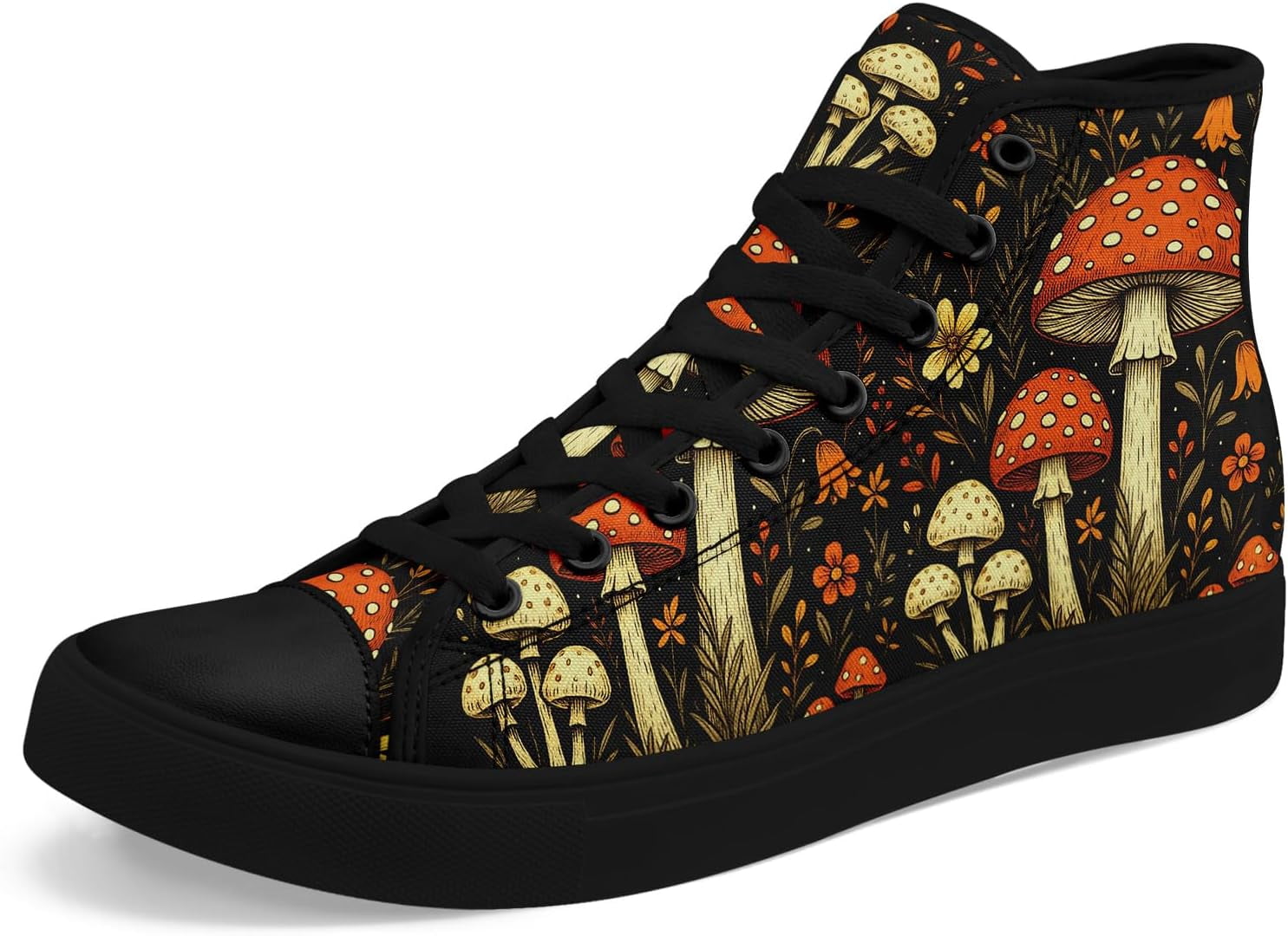 Coolcustomize Mens Vintage Floral High Top Canvas Sneakers  display picture 2