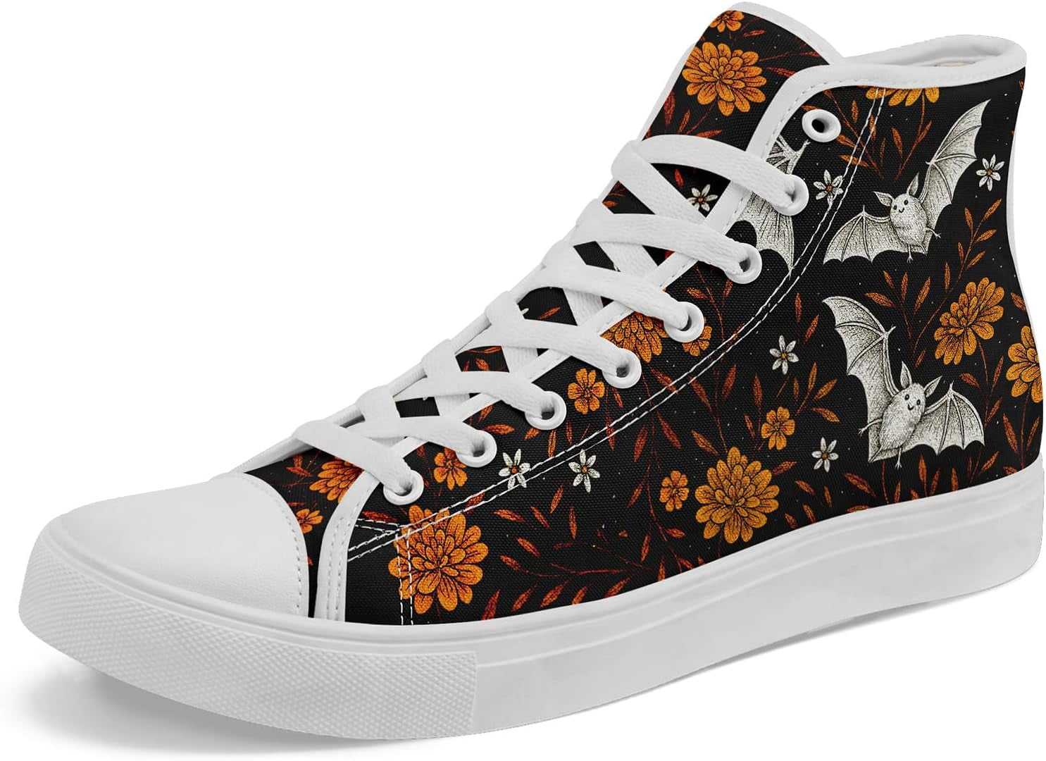 Coolcustomize Mens Vintage Floral High Top Canvas Sneakers 