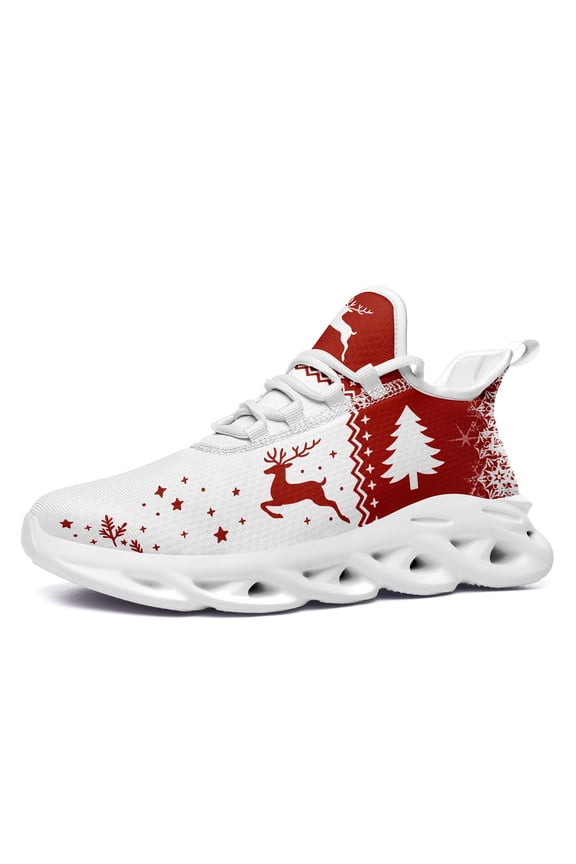 Mens&Womens Christmas Breathable Sport Shoes, Lightweight Running Footwear, Comfortable Walking Sneakers for Holiday Workouts and Daily Wear, Fabric Upper Trainer, EVA Sole Sport Shoes