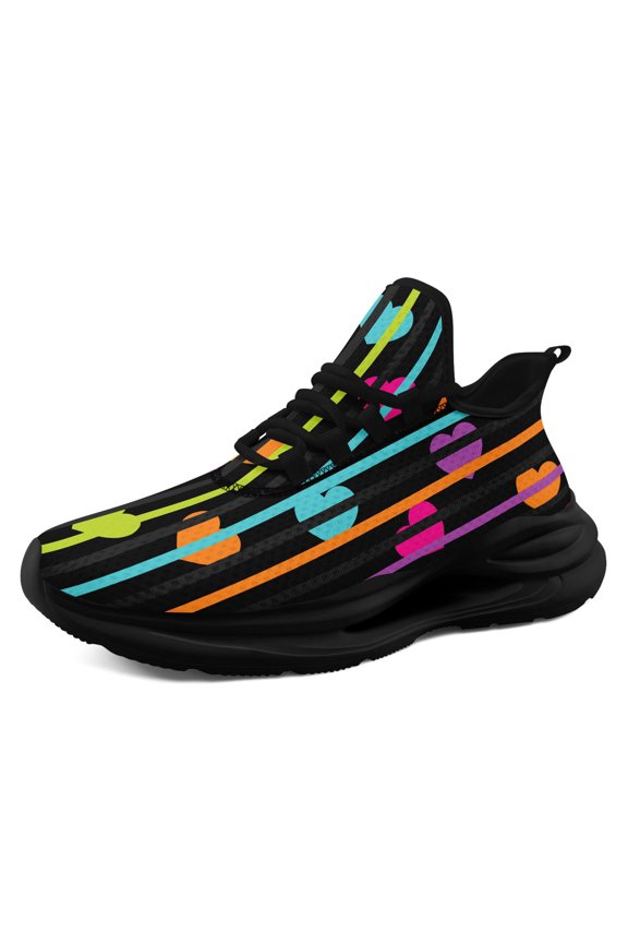 Plus Size Lace-Up Sneakers for Women, Rainbow Streak Pride Pattern, Lightweight Running Shoes with Cushioned Sole, Outdoor Wide Fit Athletic Footwear, Low Top, Fabric Upper Tennis Shoes