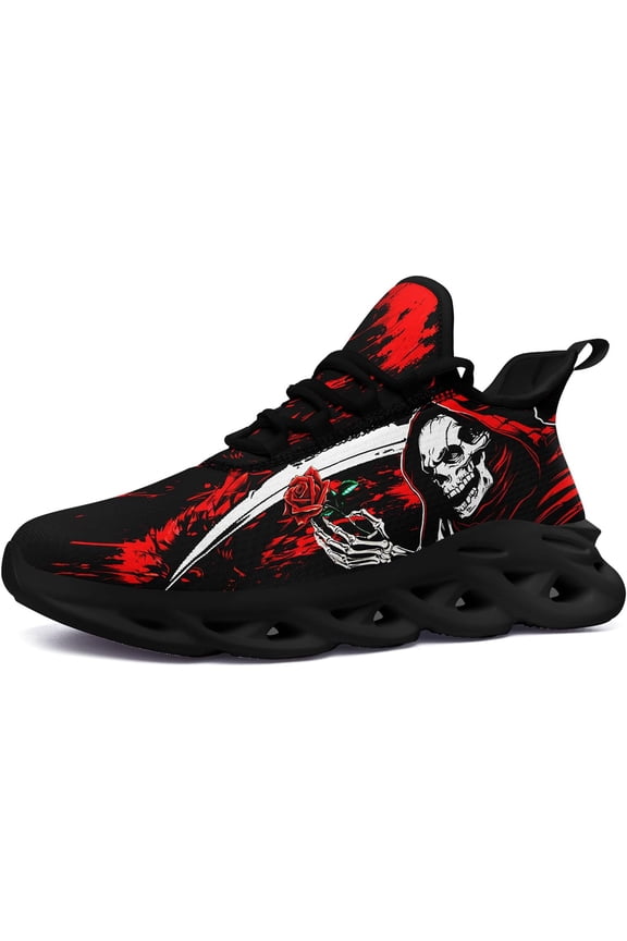 Skull Road Running Shoes for Men Women Athletic Cushioned Durable Sport Tennis Shoes Cool Scythe Cross-Training Sneakers