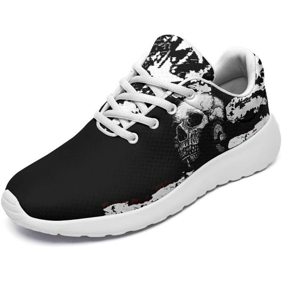 Coolcustomize Skull Running Shoes for Women Men Mesh Breathable Comfort Walking Sneaker Sports Athletic Halloween Shoes