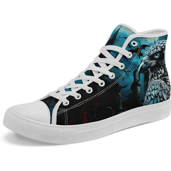 Coolcustomize Unisex Skull High Tops for Women Cool Design Black Canvas Shoes Classic Lace Up Fashion Sneakers Streetwear