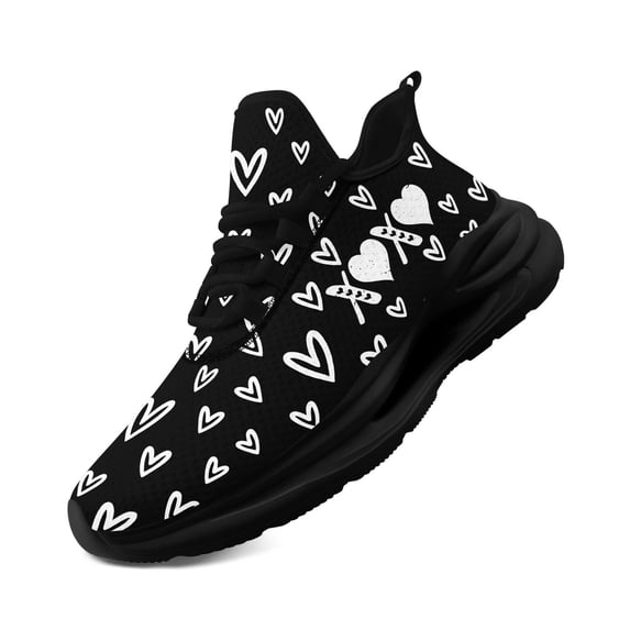 Coolcustomize Valentine Heart & Arrow Print Breathable Athletic Shoes for Women | Wide Fit Lightweight Casual Sneakers with Arch Support, Fabric Upper, Lace-up Trainers, All-season Sport Shoes