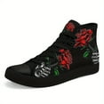 thumbnail image 1 of Coolcustomize Women's Gothic Punk Sneakers - High-Top Shoes with Red Roses & Skeletal Hands, Lace-Up Closure - All-Season Streetwear for Couples, Halloween, Concerts, Gothic Shoes, Casual Streetwear, 1 of 11